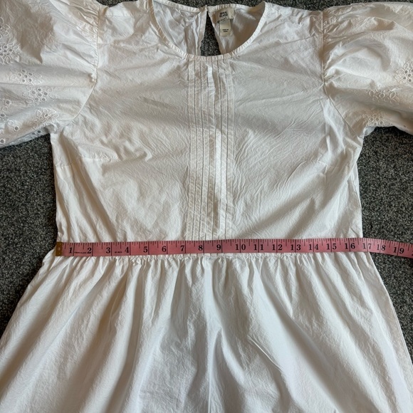 River Island White Puff Sleeve Mini Dress Size 8 – Boho Coastal Ruffle Modest - Picture 6 of 10